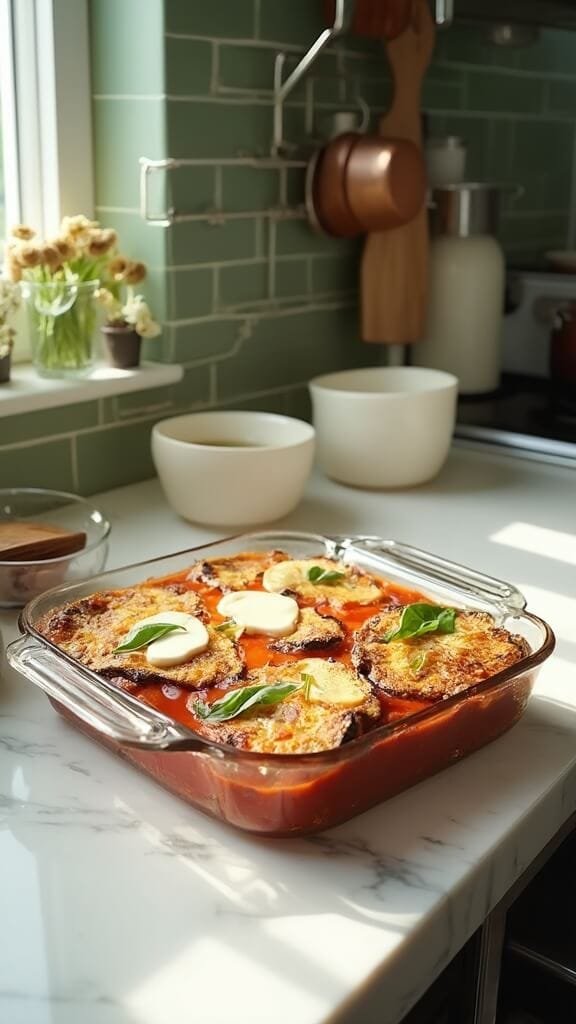 Classic Eggplant Parmesan (Parmigiana) 6 0 layered eggplant parmesan prep