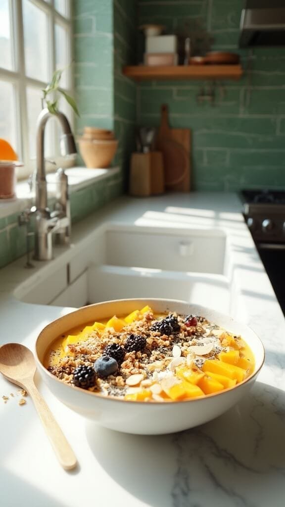 0 mango smoothie bowl styled