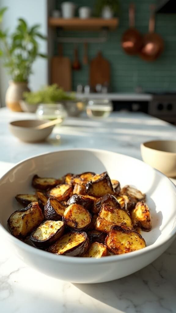 Perfect Roasted Eggplant 7 0 roasted eggplant cubes serving