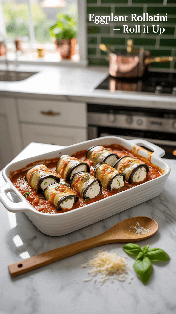 Eggplant Rollatini (Classic Italian Vegetarian Dish) 4 A photograph of freshly prepared eggplan vipaxkfyr 6pgmu