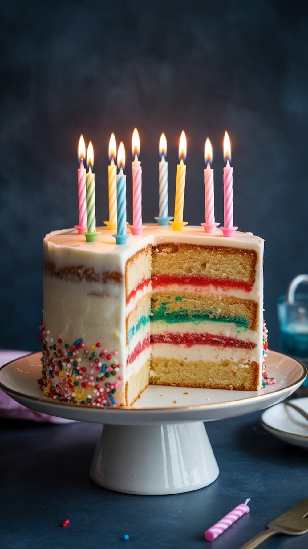 8 Delicious Healthy Dessert Recipes You Need To Try! 6 A colorful healthy birthday cake with candles and sprinkles