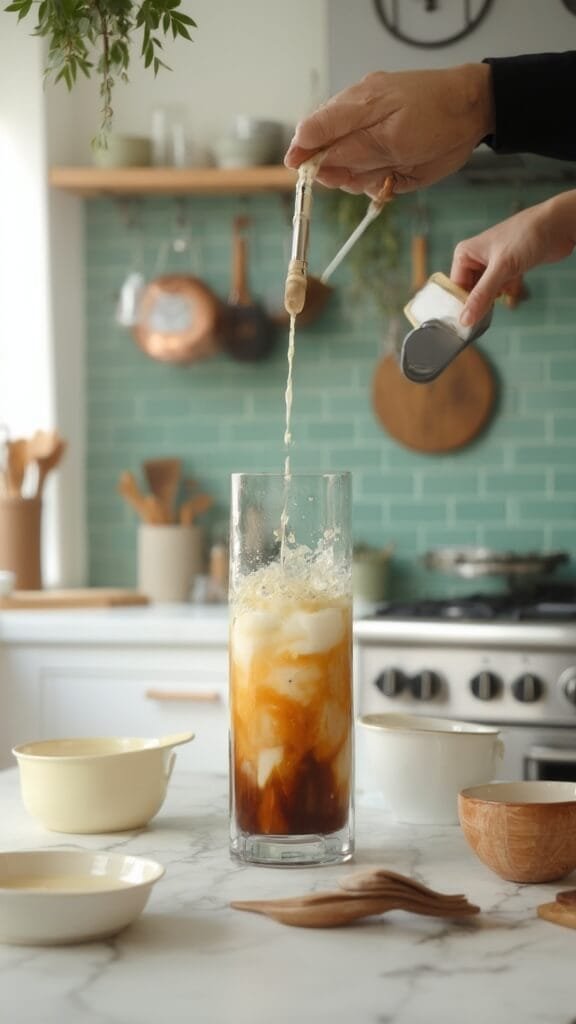 0 almond milk cold brew marble pour