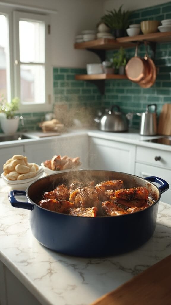 Rich &Amp; Hearty Oxtail Soup 4 0 browning oxtail dutch oven