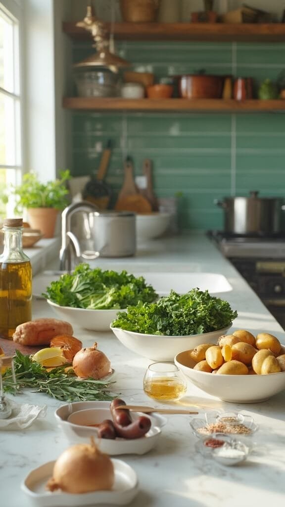 Caldo Verde (Portuguese Kale &Amp; Sausage Soup) 3 0 caldo verde ingredients prep