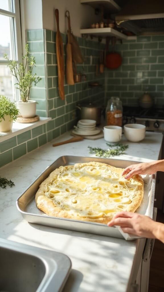 0 focaccia dough prep