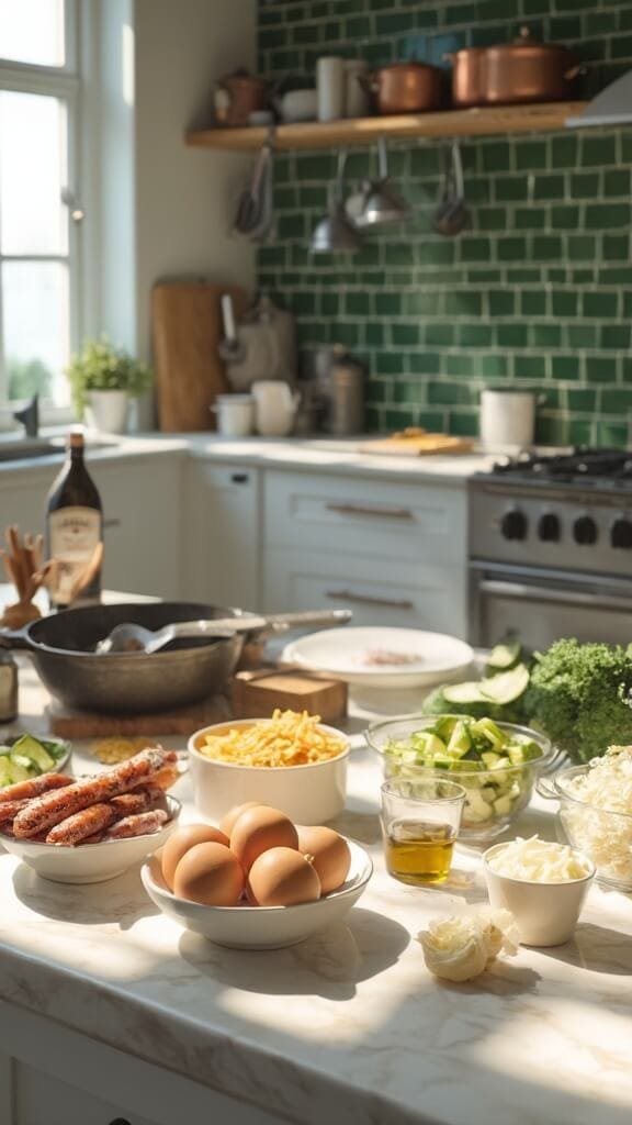 0 fresh quiche prep ingredients