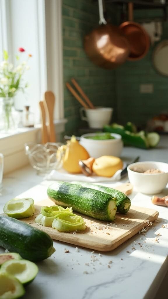 0 fresh zucchini prep board