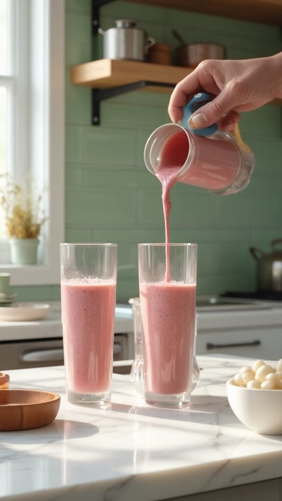 0 pink smoothie pour