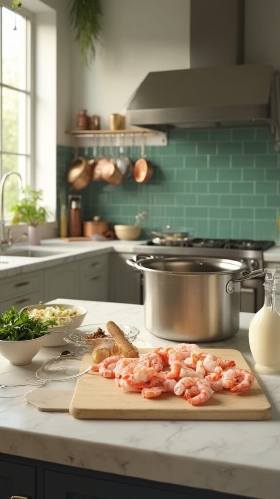 0 raw shrimp prep kitchen