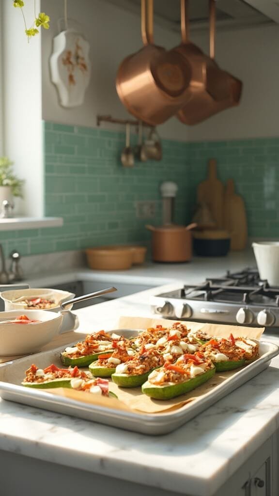 0 sausage zucchini boats prep