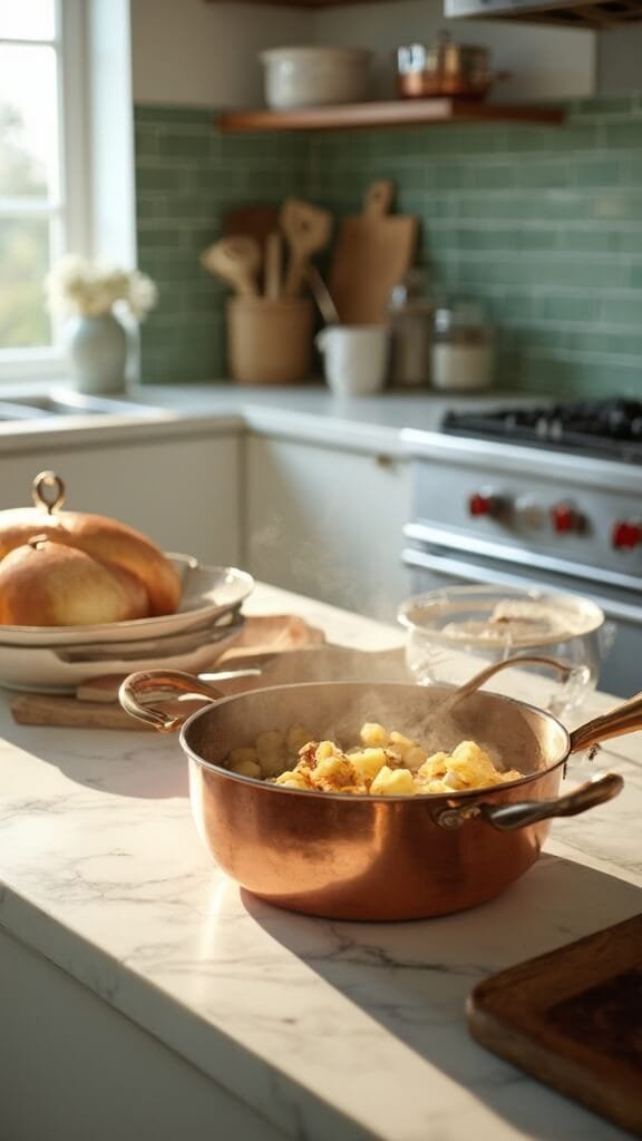 Homemade Apple Turnovers 4 0 sauteed apples copper pan