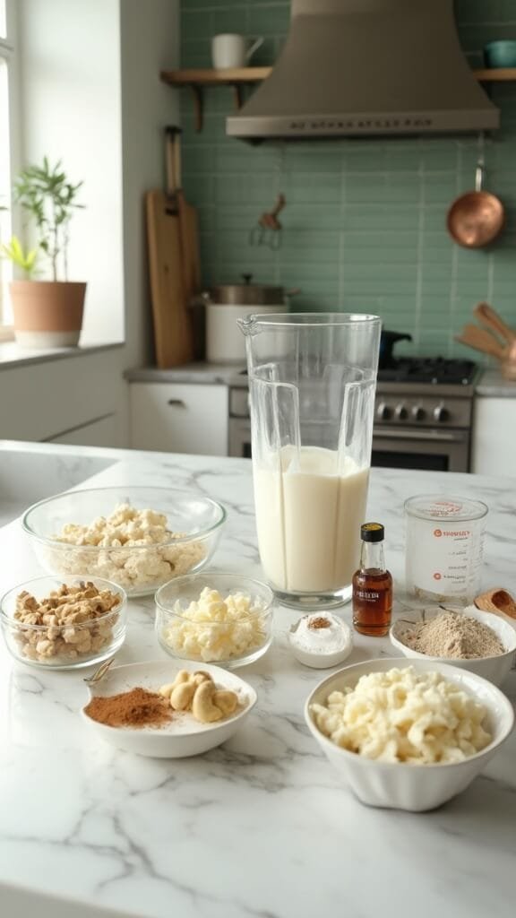 Cashew Vanilla Protein Shake 3 0 smoothie prep ingredients