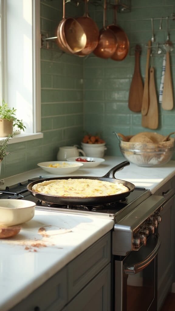 0 stretched pizza dough skillet