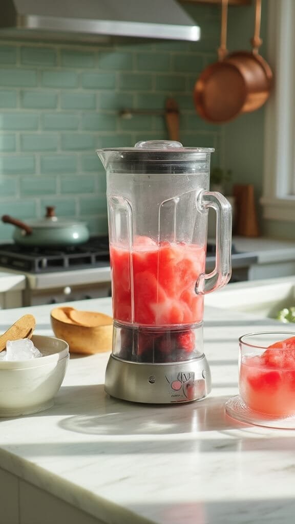 Watermelon Protein Refresher 4 0 watermelon blending prep