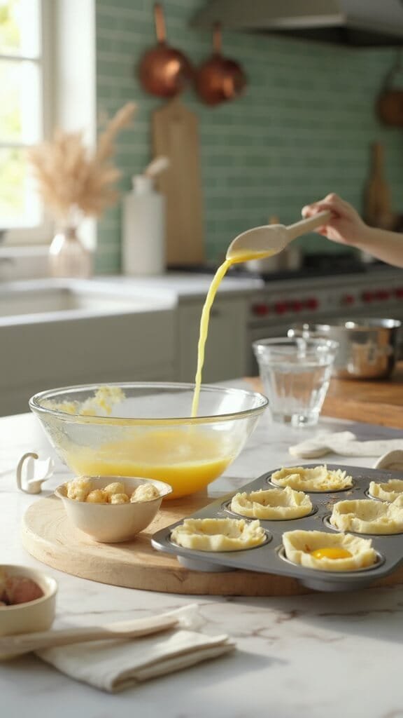 Pizza Egg Muffins 4 0 whisked eggs muffin prep