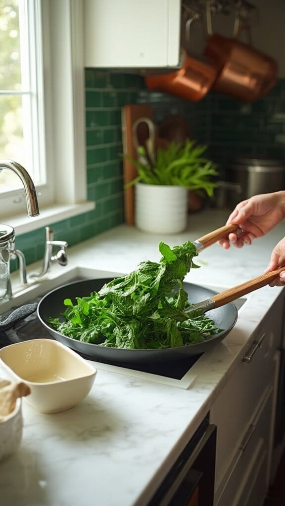 Sausage &Amp; Spinach Skillet 6 0 wilted spinach cooking modern kitchen