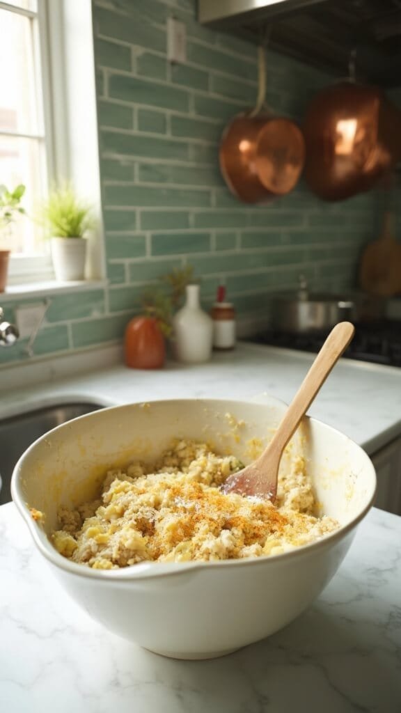 1 chicken parmesan mixing prep