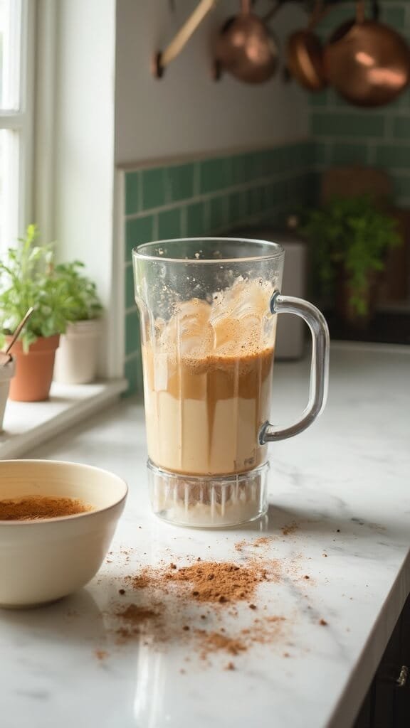 Almond Butter Cinnamon Smoothie 5 1 modern kitchen blending cinnamon