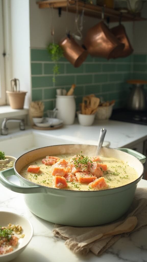 Classic Salmon Chowder With Fresh Herbs 7 1 salmon chowder steam