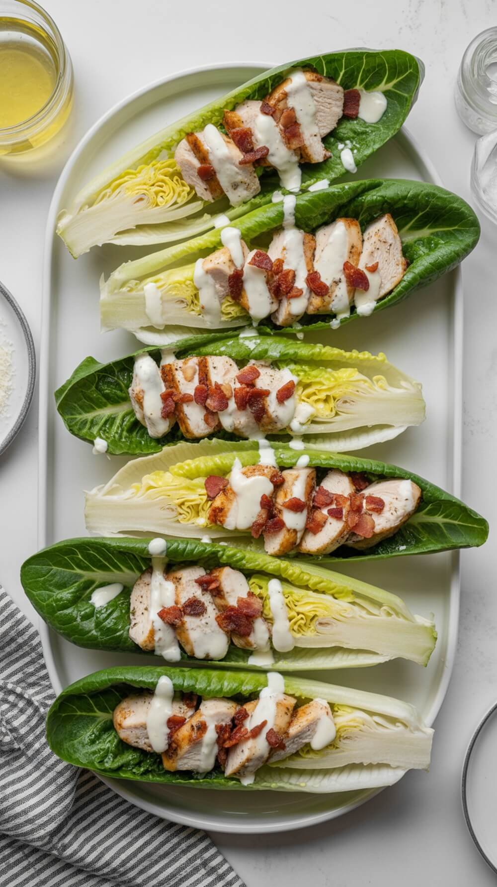 Keto chicken caesar wraps on a plate