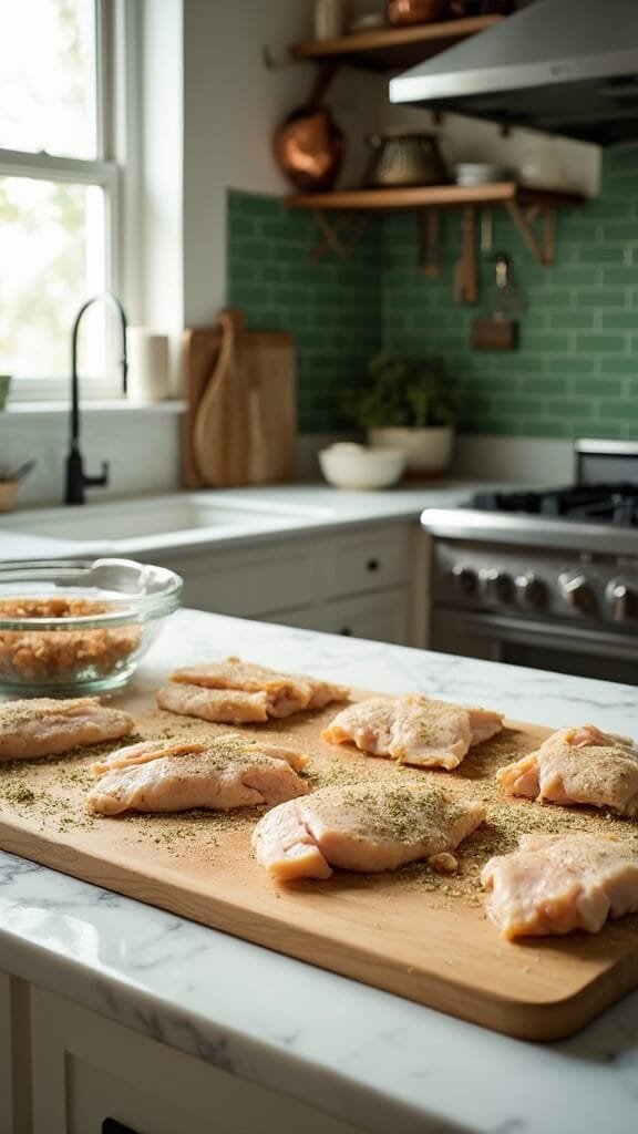 0 butterflied seasoned chicken