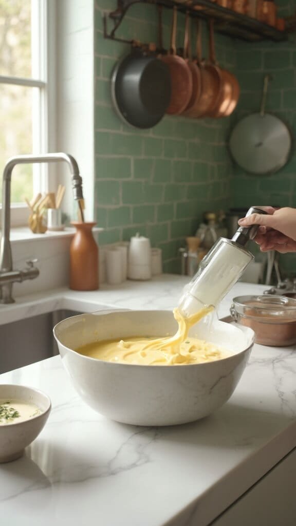 0 creamy soup blending marble kitchen