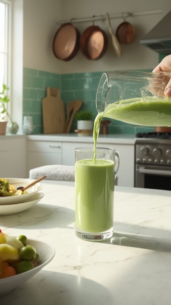 Pistachio Protein Powerhouse Smoothie 6 0 green smoothie pour