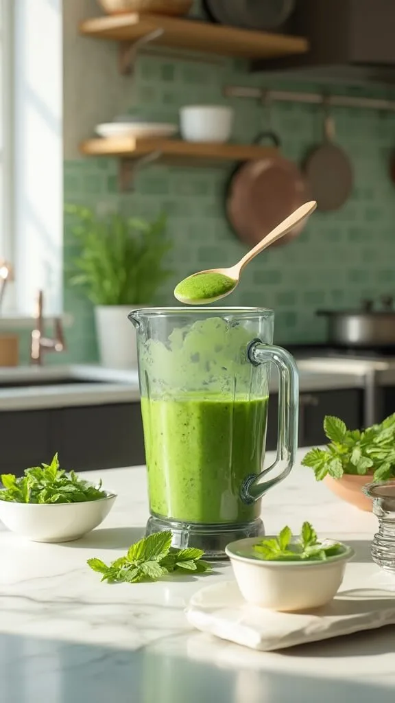 Mint Cucumber Protein Smoothie - A Refreshing High-Protein Drink 6 0 healthy green smoothie drizzle