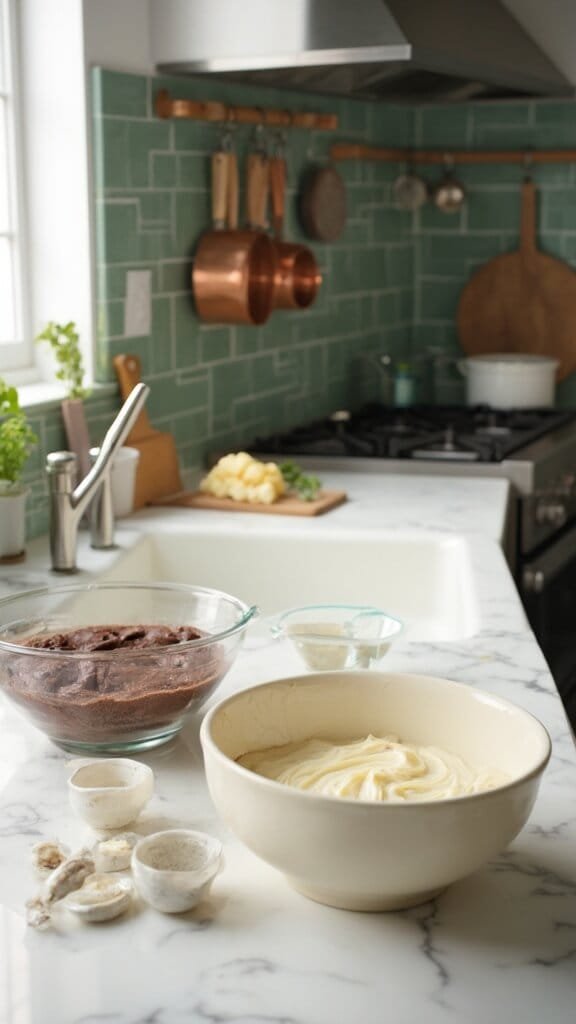 Classic Marble Cake Recipe 3 0 marble kitchen batter prep