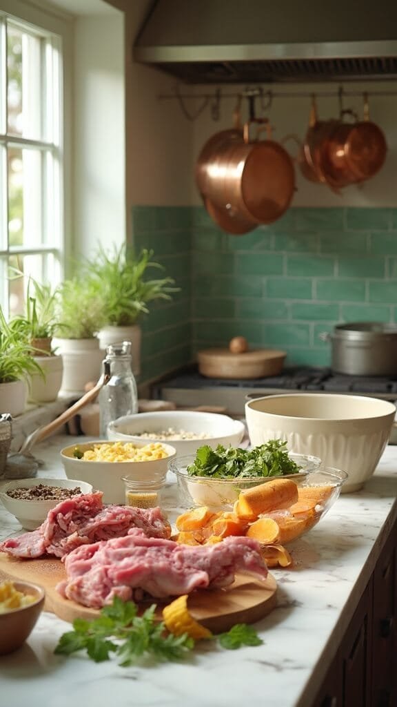 0 modern kitchen meat vegetables