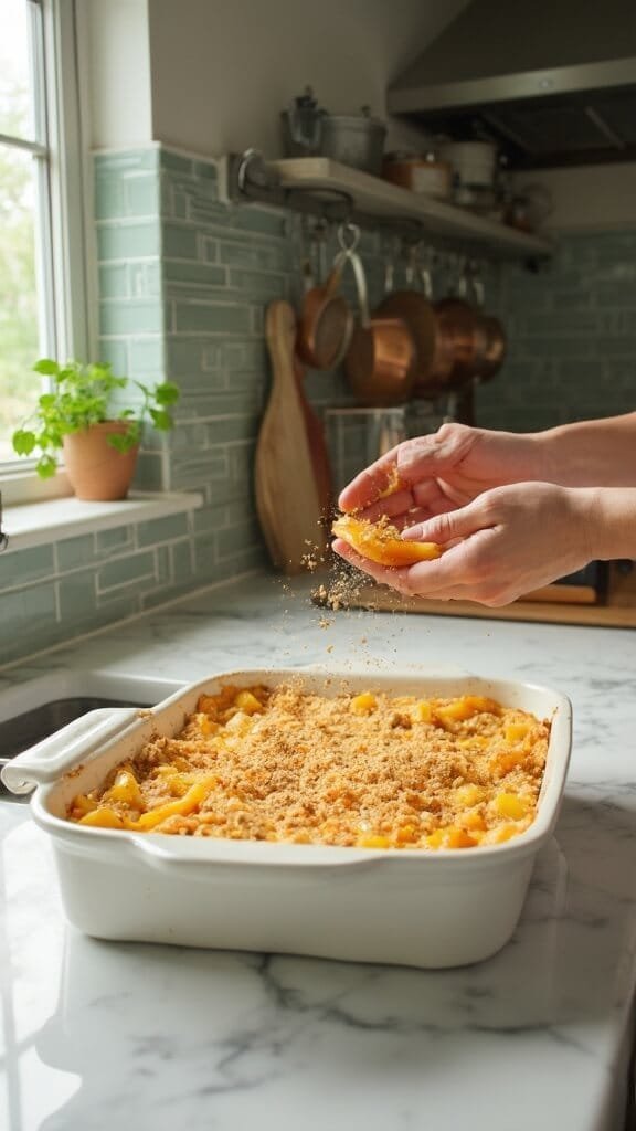 Protein Peach Cobbler (Low-Carb, High-Protein Summer Dessert) 6 0 peach crumble topping