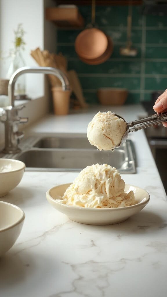 0 protein ice cream scoop