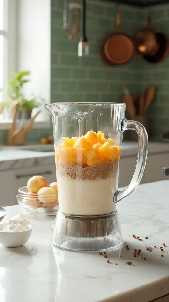 Peach &Amp; Cream Protein Shake 5 0 protein smoothie prep 1