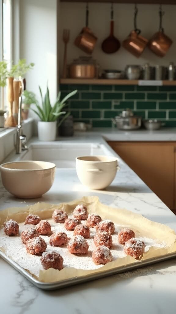 0 raw meatball prep kitchen