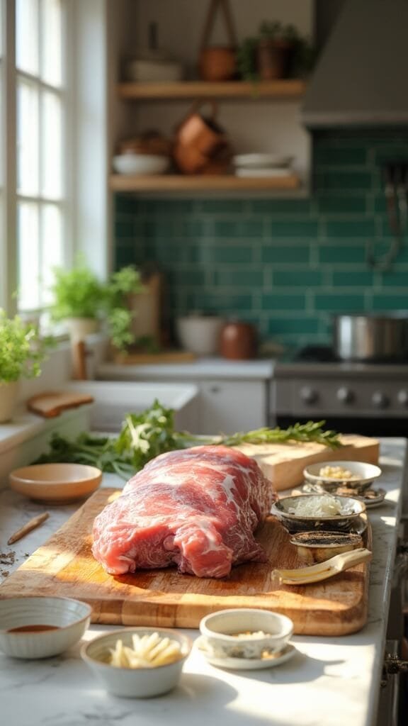 Homemade Pork Ramen 3 0 raw pork prep scene