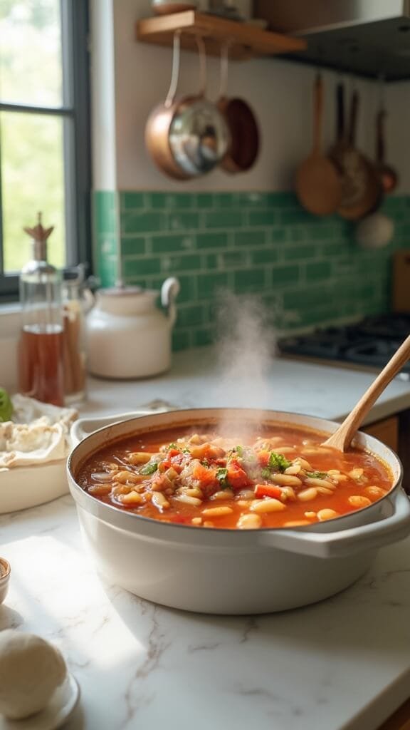 0 simmering minestrone soup kitchen
