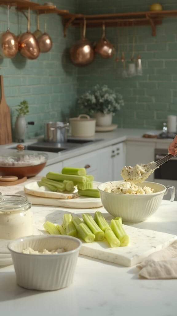 Celery Sticks With Cream Cheese &Amp; Nuts 6 1 celery cream cheese prep