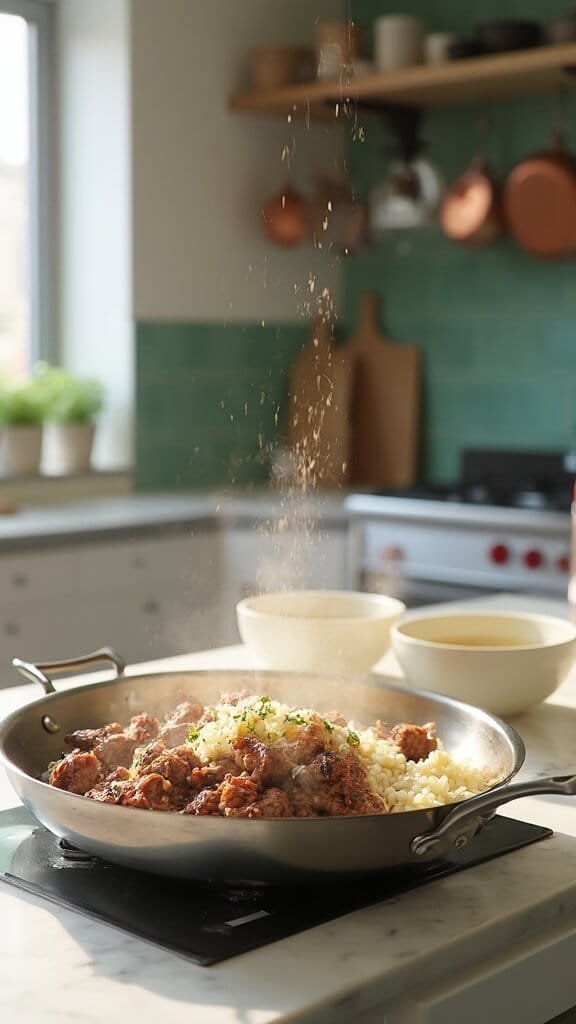 1 combining beef cauli rice skillet