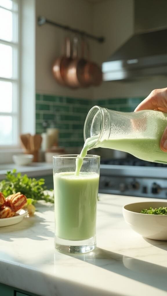 1 creamy green shake pour