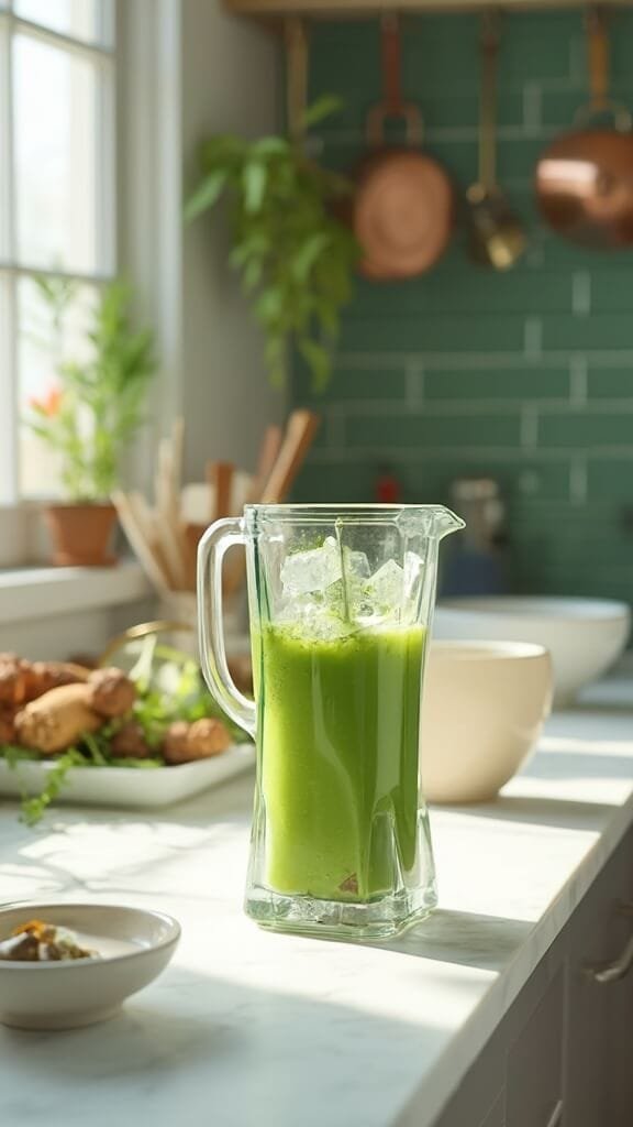 1 green smoothie blending action