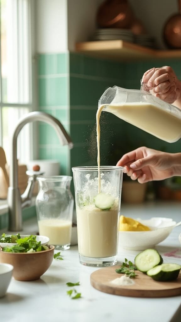 1 smoothie ingredients pouring